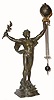 C.1890, French, Bronzed Spelter Swinging arm clock, title ÒLe TriompheÓ or The Triumph cast into the base of the stataue. 