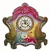 C.1905, Ansonia, Royal Bonn ÒLa LayonÓ porcelain shelf clock, 8-day time and strike. 