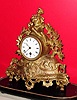 C.1890, French, Gilt Spelter Figural timepiece under dome, 8-day. 