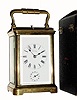 C.1900, French for Tiffany and Co, NY, brass cased carriage clock, time, strike and repeat with alarm, with original travel case. 