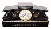 C.1905 Ansonia Clock Co., ÓPARMAÒ, 8-day time and strike enameled iron case mantel clock, with open escapement dial /with a metal topper shown separately 