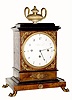 C.1810, Austrian, Fertbauer in Wien, Grand Sonnerie mantel clock, an attractive walnut veneered case with delicate applied ormolu trim, surmounted by an alabaster urn with 2 serpent accents. 