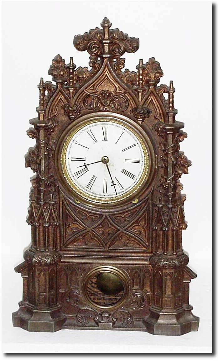 C.1855, Bristol Brass and Clock Co., no. 3 Cortlandt St, NY, an 8-day iron front in excellent original condition, clean and running. — Antique Clocks Price Guide