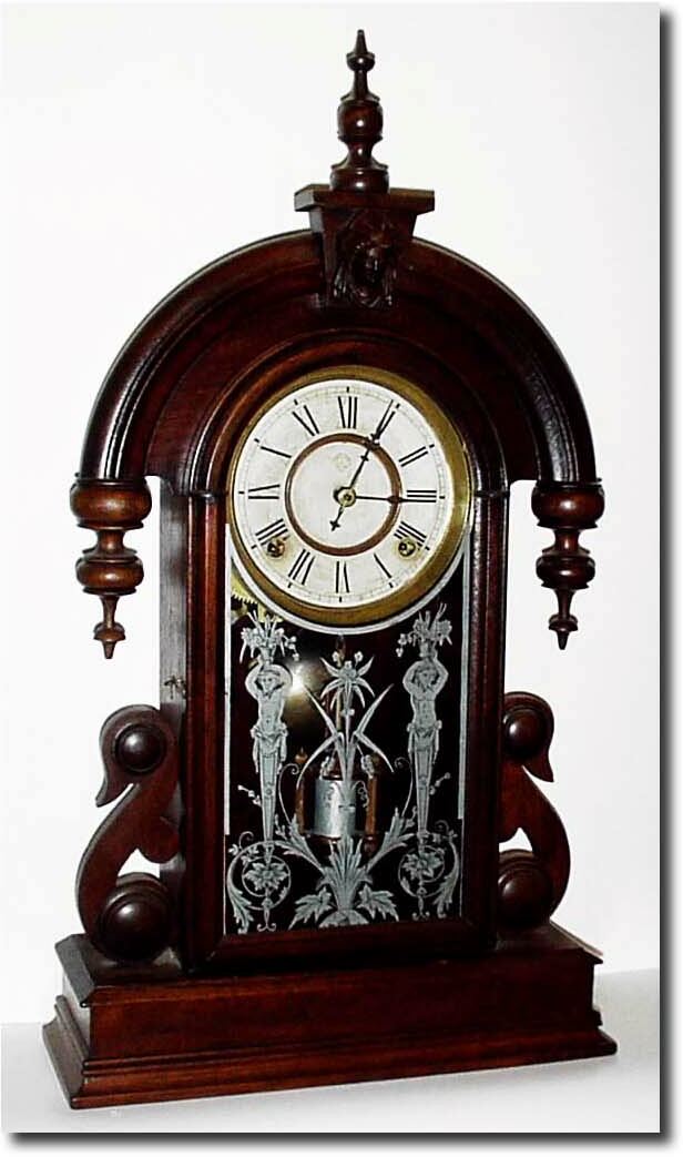 C.1880, Ansonia Clock Co., "Parisian', walnut parlor clock, restored. — Antique Clocks Price Guide