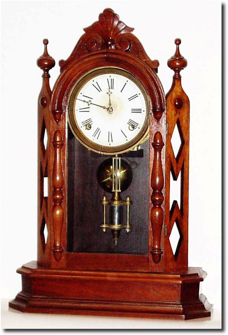 C.1875, American Clock Co., New York, "Turret No. 11' in walnut and in very good, as-found condition. — Antique Clocks Price Guide