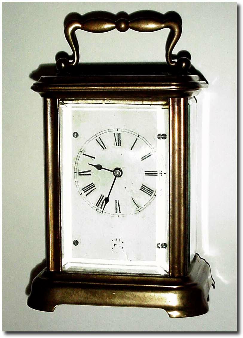 C.1910, Jennings Bros. (Conn. and Illinois) time only carriage clock in generally good original condition. — Antique Clocks Price Guide