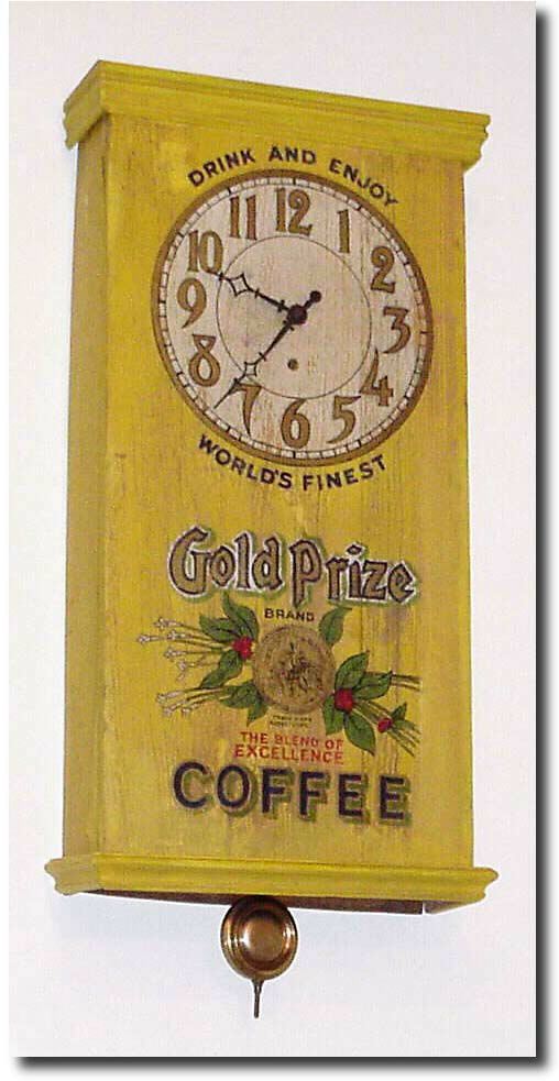 C.1920, American 8-Day Advertising Clock for "Gold Prize Coffee', with restorations. — Antique Clocks Price Guide