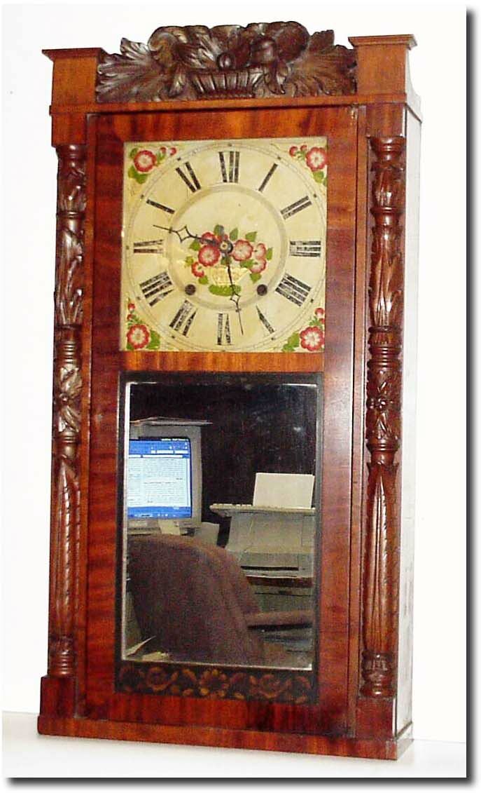 C.1830, Jeromes and Darrow, Bristol, Conn, 8-day carved column and splat in generally good, as-found condition. — Antique Clocks Price Guide