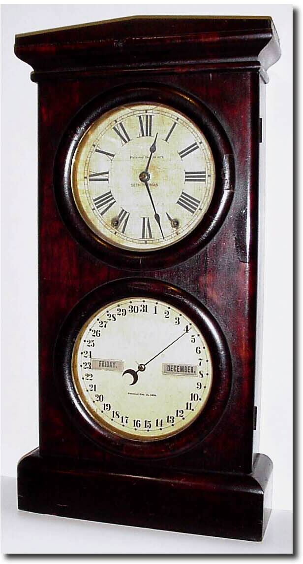 C.1877 (dated label), Seth Thomas "Parlor Calendar No. 3' in rosewood, as-found. — Antique Clocks Price Guide