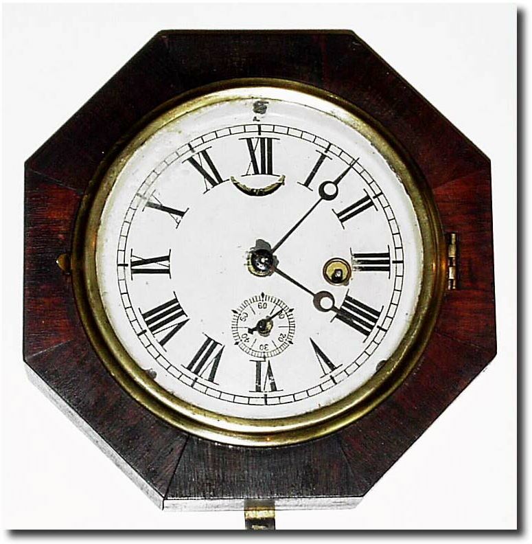 C.1855, Unmarked Connecticut Marine lever timepiece, in an octagonal case with rosewood veneer. — Antique Clocks Price Guide