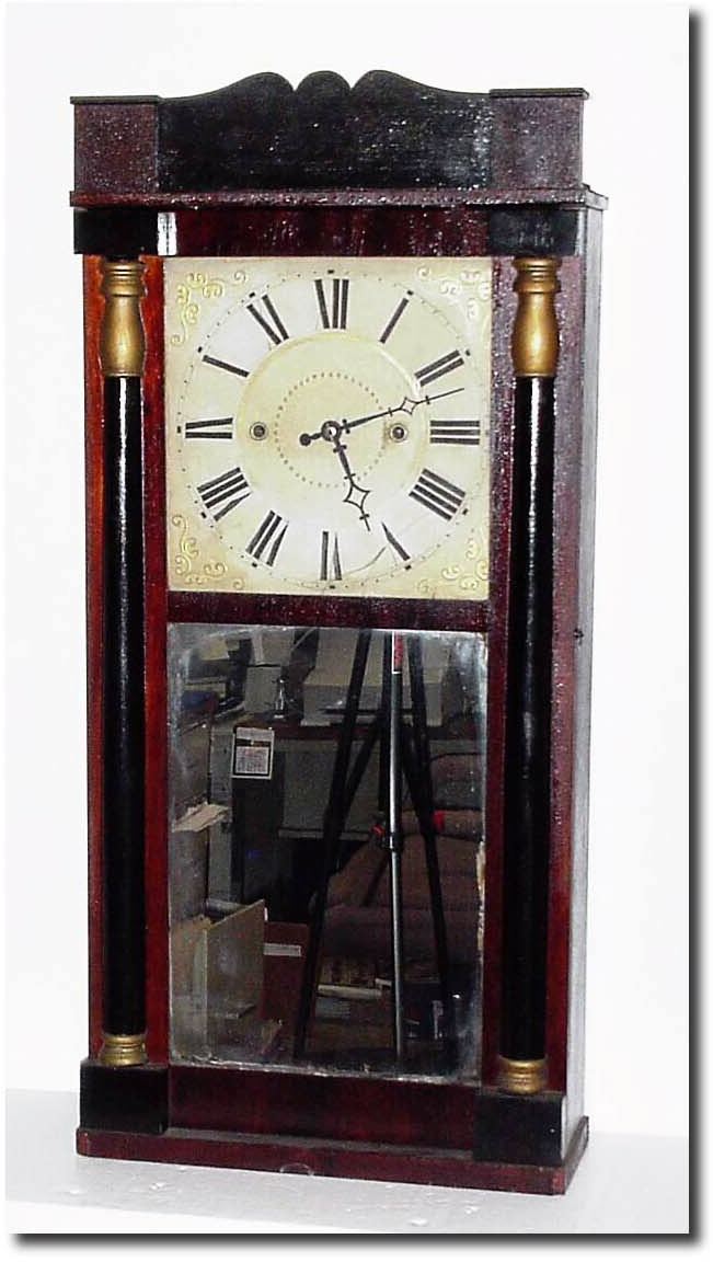 C.1835, Jonathan Burr, Lexington, Mass, 30 hour "groaner', wooden works, as-found. — Antique Clocks Price Guide