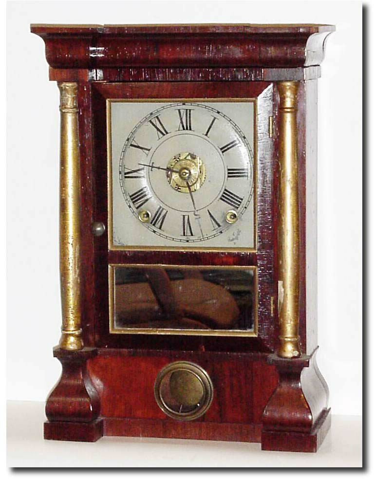 C.1868, Seth Thomas, small Empire column clock, 8-day, T/S/Alarm in rosewood, as-found. — Antique Clocks Price Guide