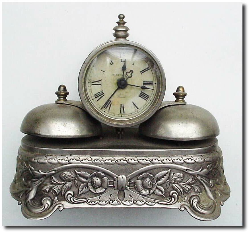 C.1895, Parker Clock Co., Meriden (successors to Parker and Whipple), a good 2-bell alarm clock. — Antique Clocks Price Guide