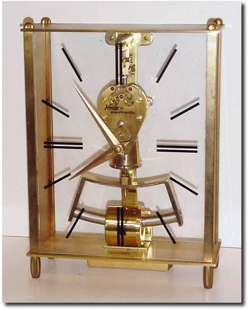 C.1955, German, Kieninger and Obergfell, 1.5v., battery powered electro-magnetic desk clock with plexiglass rear cover and dial. — Antique Clocks Price Guide