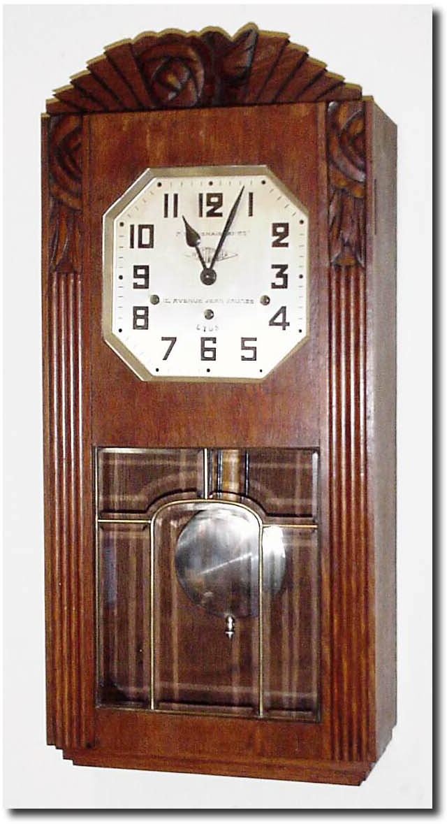 C.1935, French Westminster Chime wall clock, in Art Deco style. — Antique Clocks Price Guide