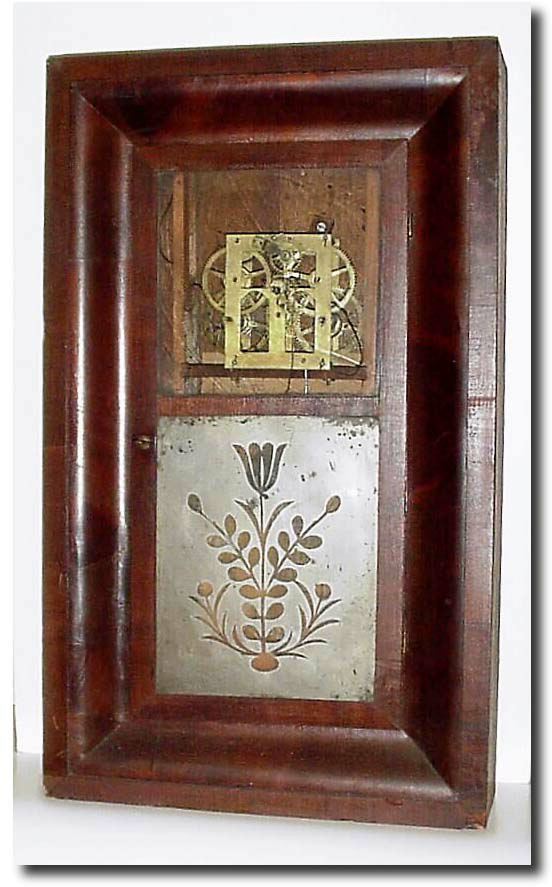 C.1850, Henry C. Smith, Plymouth, Conn, OG, as-found, less dial, hands, weights and pend and with only a partial label. — Antique Clocks Price Guide