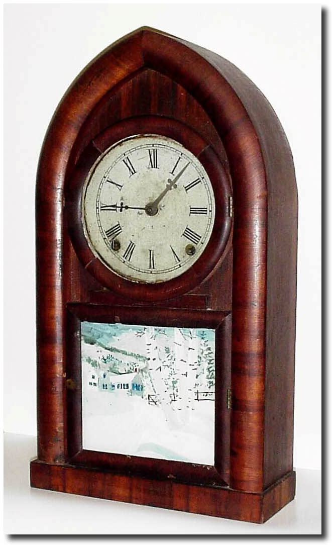 C.1875, E.N. Welch, 8-Day Beehive, as-found. This clock has had a rough life, but the case is decent and the rest worth restoring. — Antique Clocks Price Guide