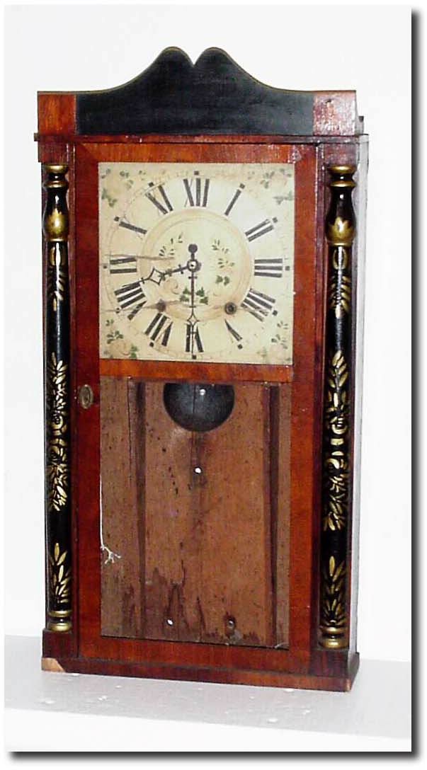C.1835, Unidentified 30 hour WW, column and splat. — Antique Clocks Price Guide