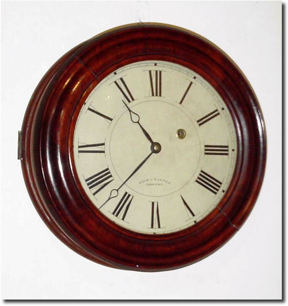 C.1847, Terry and Andrews, Bristol, Conn, a nice 8-day, dial clock with original wooden dial (numerals strengthened long ago), and with xlnt original stencil signature of"Pond and Barnes, Boston'. — Antique Clocks Price Guide