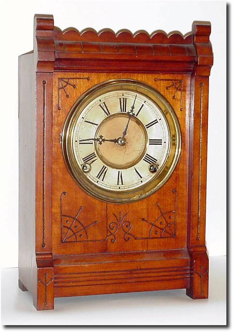 C.1885, F. Kroeber, NY, "CABINET No. 1', in very good original condition, with rear label identifying the model (torn and dark). — Antique Clocks Price Guide