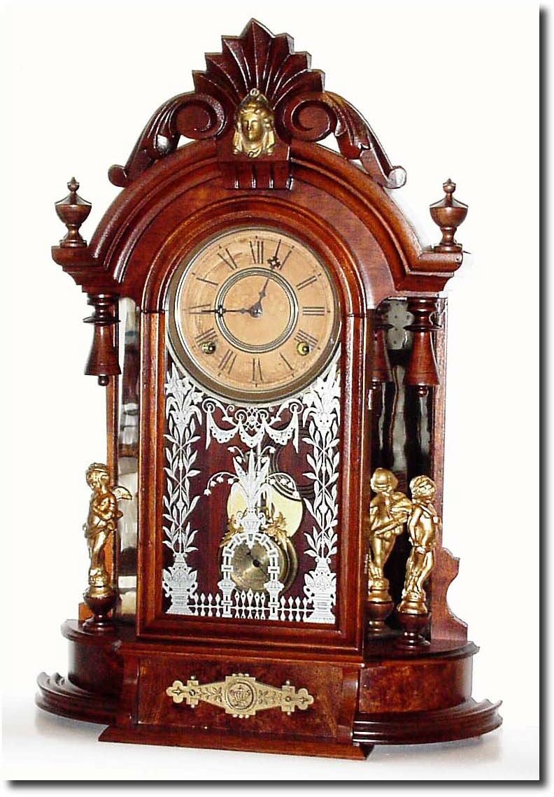 C.1885, Wm.L. Gilbert "Occidental' Mirror side, in nice restored condition. — Antique Clocks Price Guide