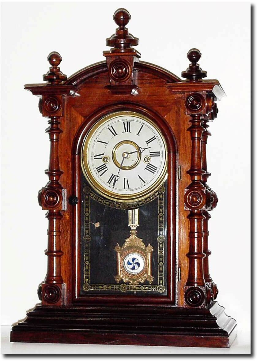 C.1880, Welch, Spring and Co., "Patti, V.P.'in very good original condition, with great dial, hands tablet and label. — Antique Clocks Price Guide