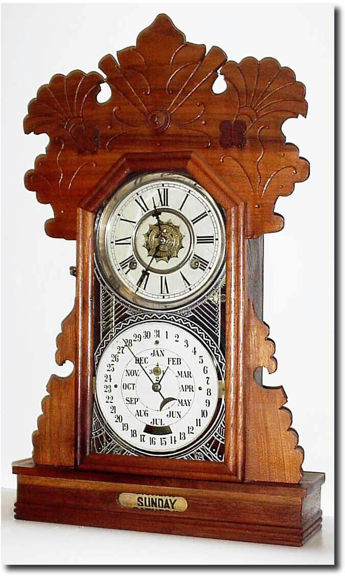 C.1895, Chas. W. Feishtinger, Fritztown, PA, Double Dial calendar clock. — Antique Clocks Price Guide