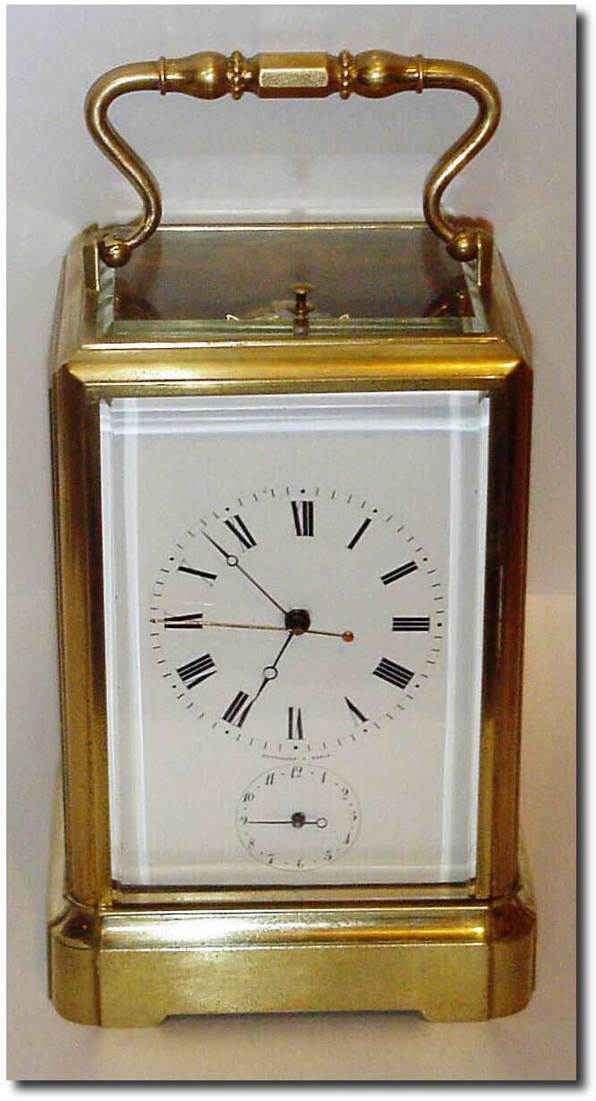 C.1845, French, Bolviller, Paris, Brass Carriage Clock in an early one piece case with solid rear door with shutter for winding, serial number 150. — Antique Clocks Price Guide