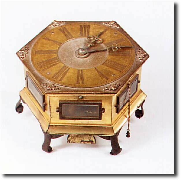 Late 17th Century, Austrian or South German, hexagonal quarter striking, full repeating, table clock, with stationery barrels for the hour and quarter strike and with chain fusee/verge for the time. — Antique Clocks Price Guide
