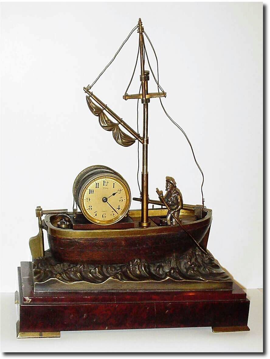 C.1880, French, rare "Oarsman' clock from the industrial series, in very good original condition. — Antique Clocks Price Guide