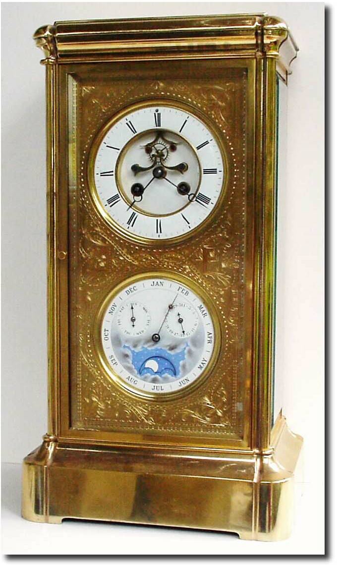 C.1895, French, Double Dial Perpetual Calendar clock in a 4-glass crystal regulator case. — Antique Clocks Price Guide