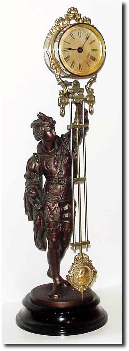 C.1890, Ansonia "Fisherman' Swing Clock (desirable small arm) in excellent original condition. — Antique Clocks Price Guide