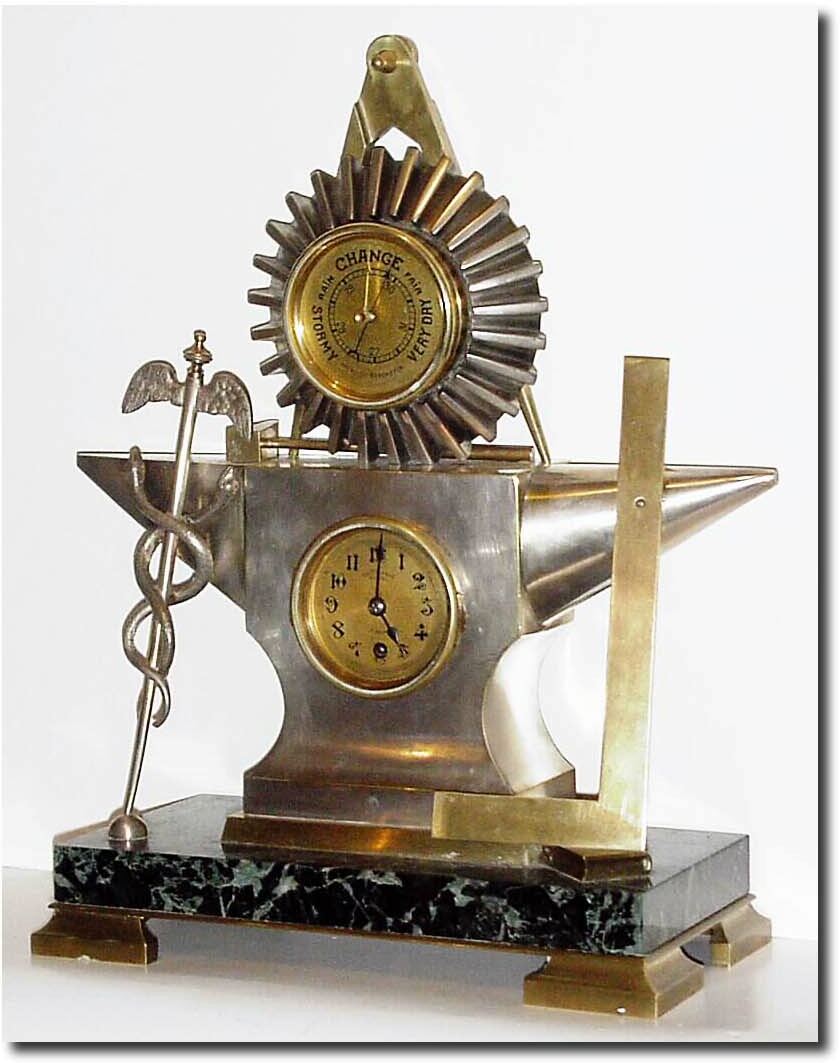 C.1890, French, Masonic Tools, Form Clock, from the industrial series. — Antique Clocks Price Guide