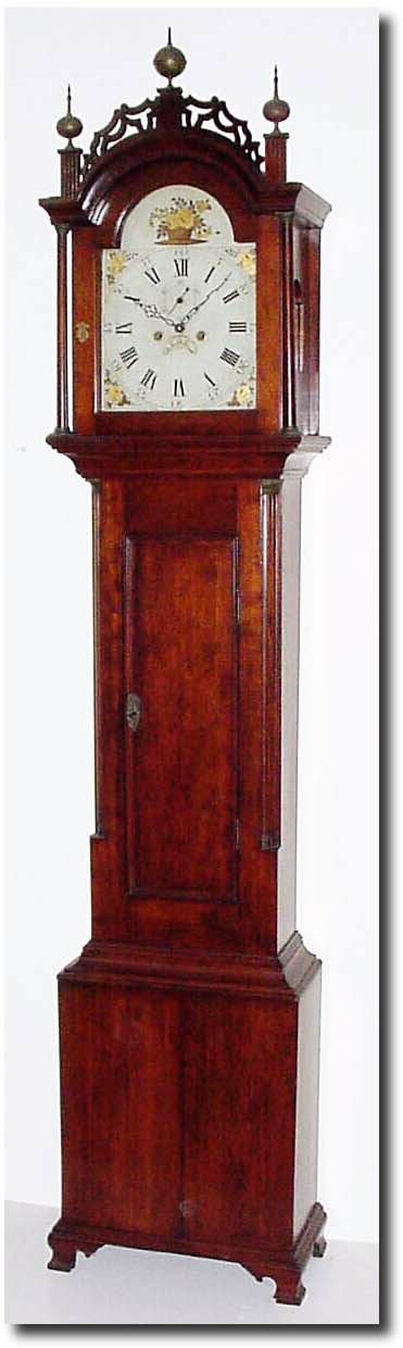 C.1820, Unsigned American tall clock, probably New Hampshire, with a good 8-day movement with arched cut out in both plates. — Antique Clocks Price Guide
