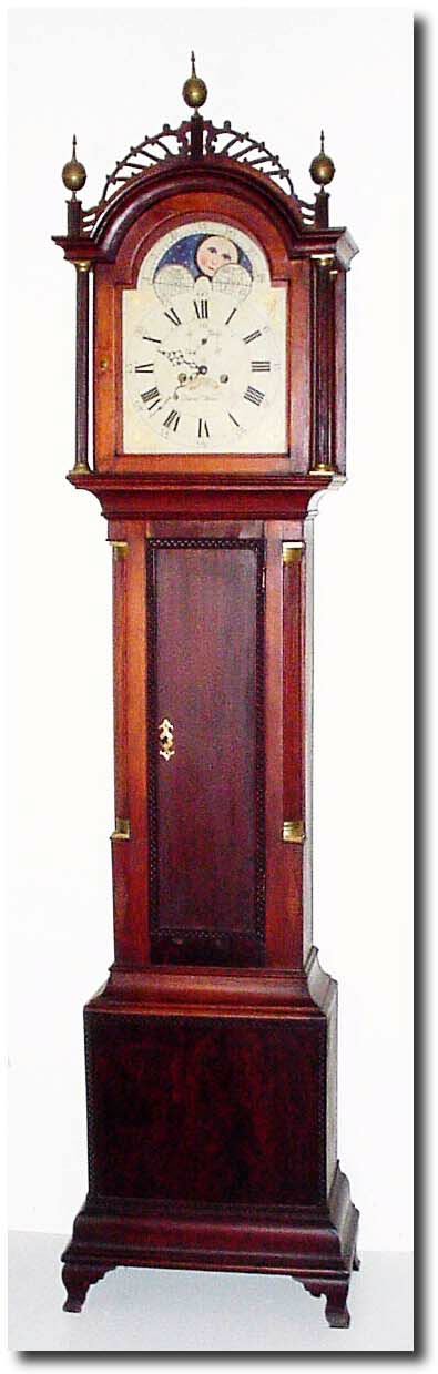 C.1820, An American tall clock, now with the name of David Wood on the painted dial. — Antique Clocks Price Guide