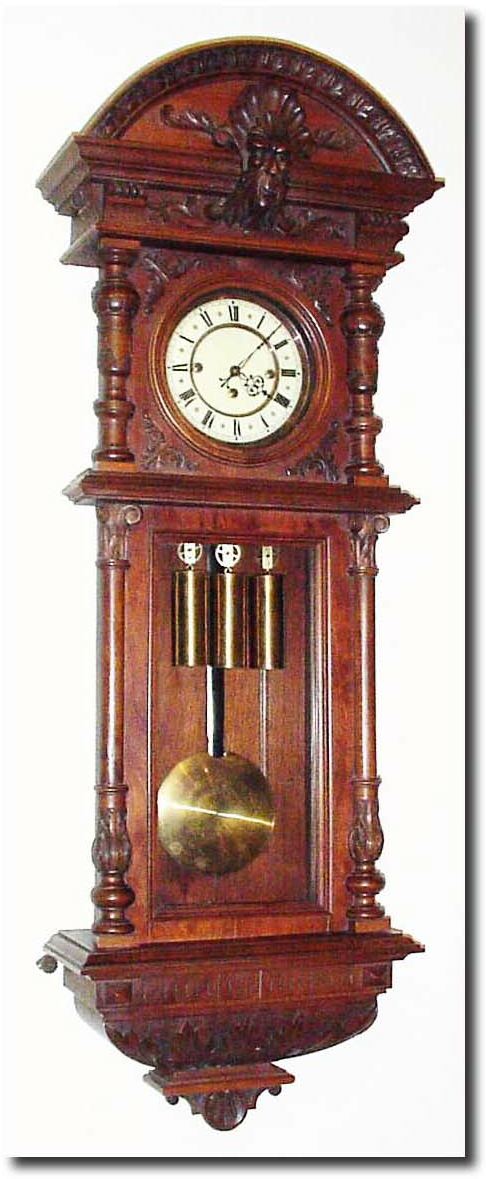 C.1880, Austrian, "Gebruder Resch-Remember' 3-weight, grand sonnerie wall regulator. — Antique Clocks Price Guide