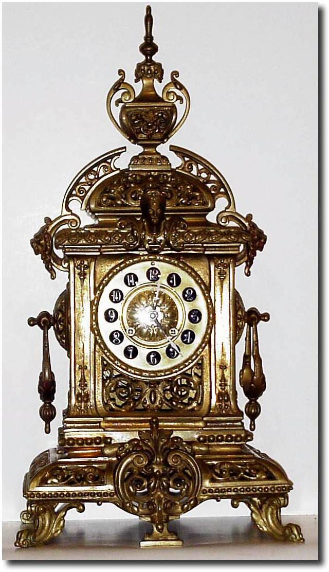 C.1890, French, Bronze Architectural mantel clock, with exceptional detail. — Antique Clocks Price Guide