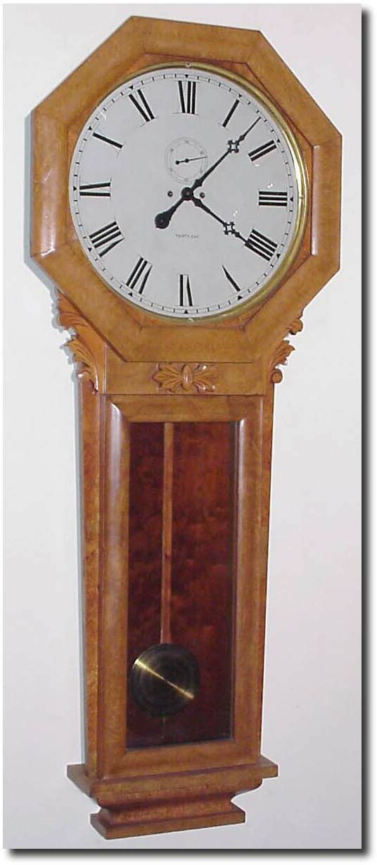 C.1890, New Haven Clock Co., "Admiral', Rare 30-Day, Seconds beating wall regulator, in exceptional original condition. — Antique Clocks Price Guide