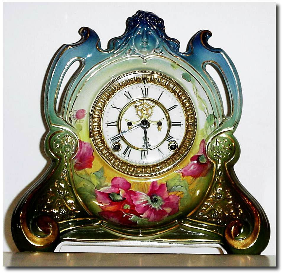 C.1904, Ansonia "La Chapelle' Royal Bonn porcelain china clock in outstanding original condition. — Antique Clocks Price Guide