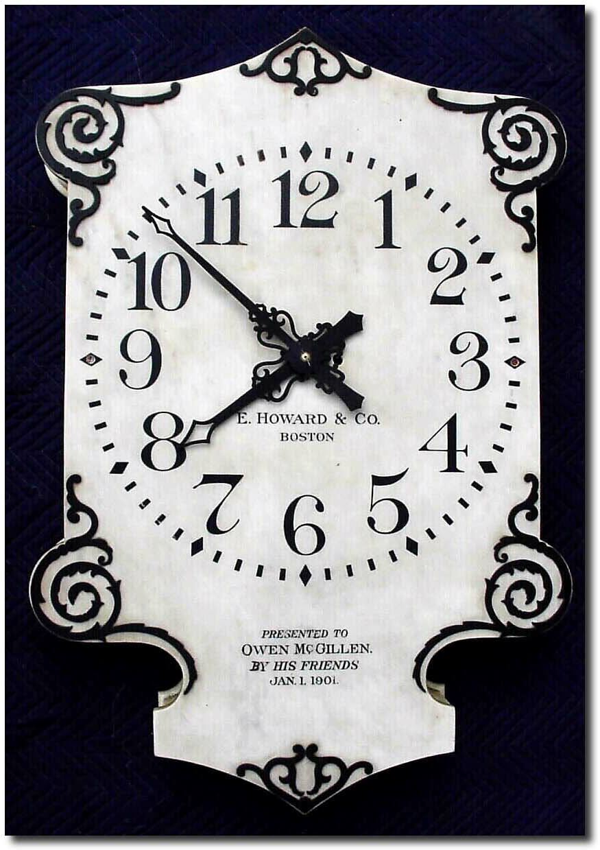 C.1901 (dated), E. Howard and Co., Boston, "Marble Dial Clock No. 138' in very good original condition. — Antique Clocks Price Guide