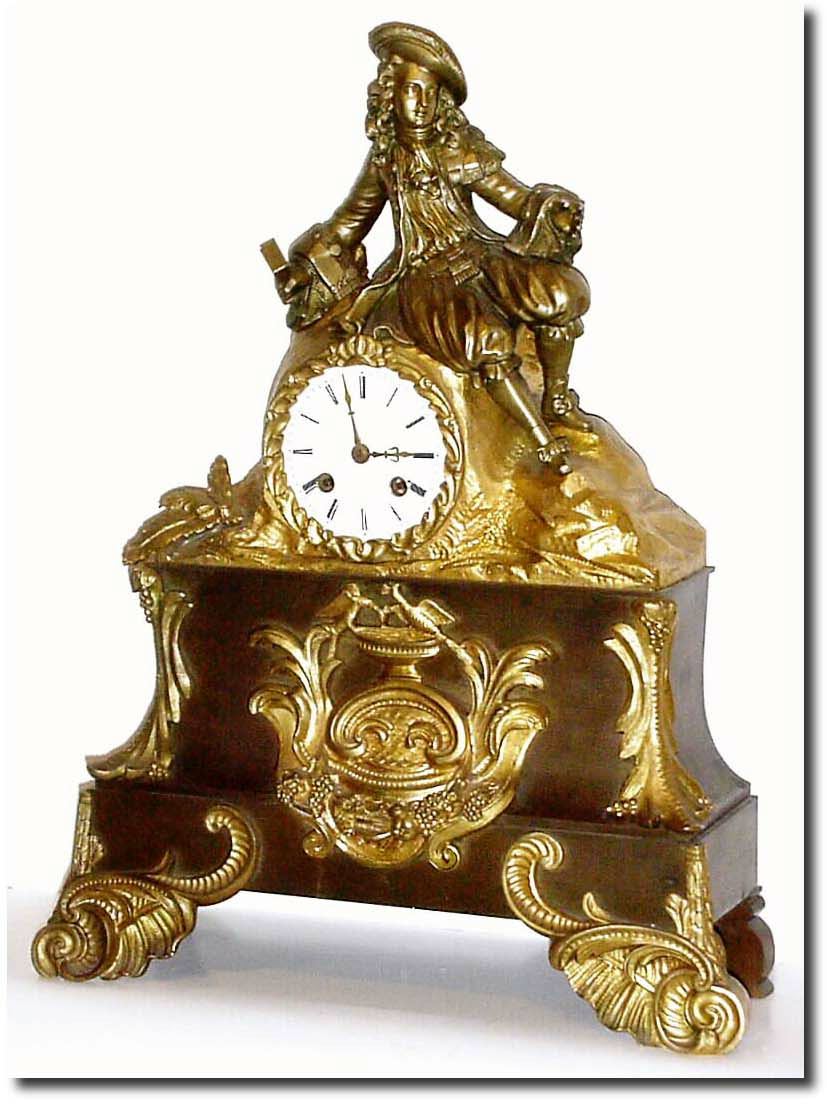 C.1840, French, Bronze Figural clock in good condition. — Antique Clocks Price Guide