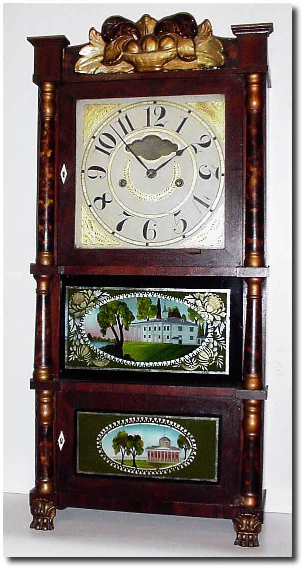 C.1835, Barnes, Bartholomew and Co., Bristol Conn, triple deck shelf clock. — Antique Clocks Price Guide