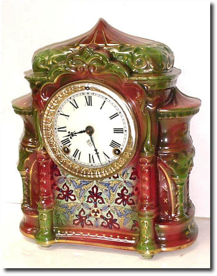 C.1902, Ansonia "Arabia' Porcelain China clock in very good original condition. — Antique Clocks Price Guide