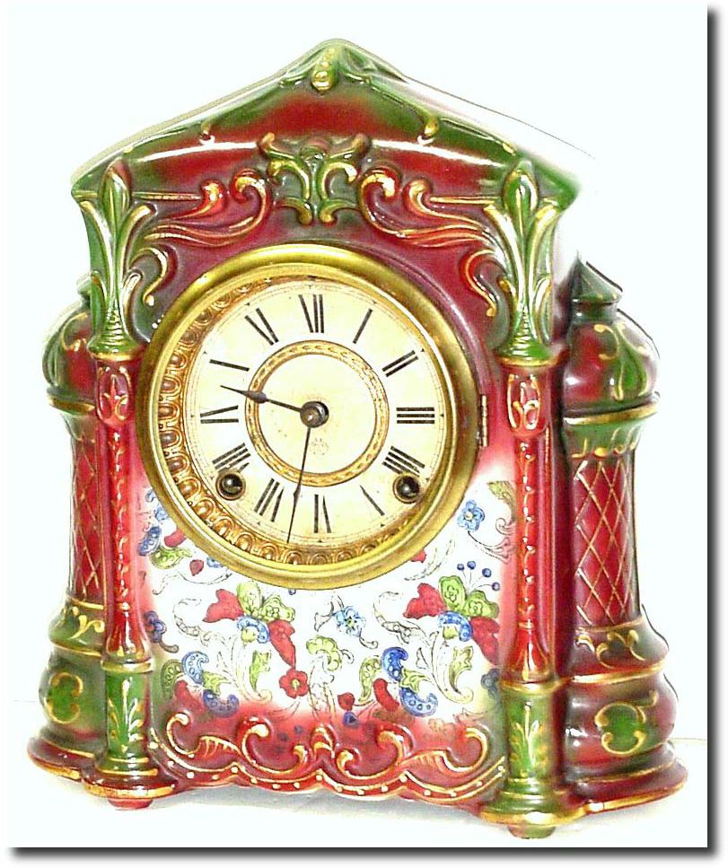 C.1902, Ansonia "Amara' Porcelain China clock in good original condition. — Antique Clocks Price Guide
