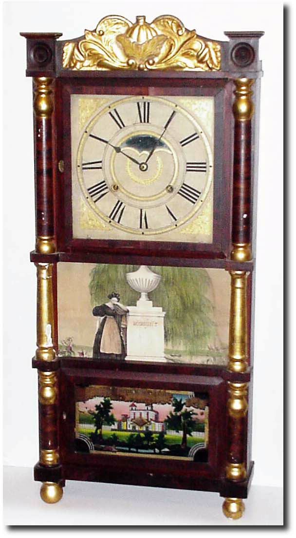 C.1845, Birge, Mallory and Co., Triple Deck shelf clock in good original condition. — Antique Clocks Price Guide