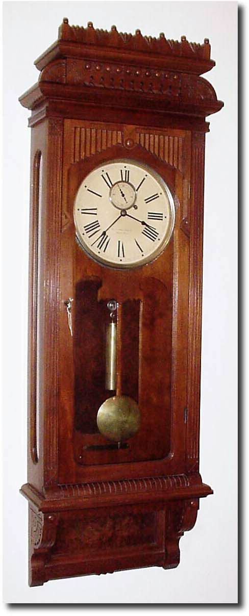 C.1888, Wm.L. Gilbert "Regulator No. 10', in walnut, restored. — Antique Clocks Price Guide