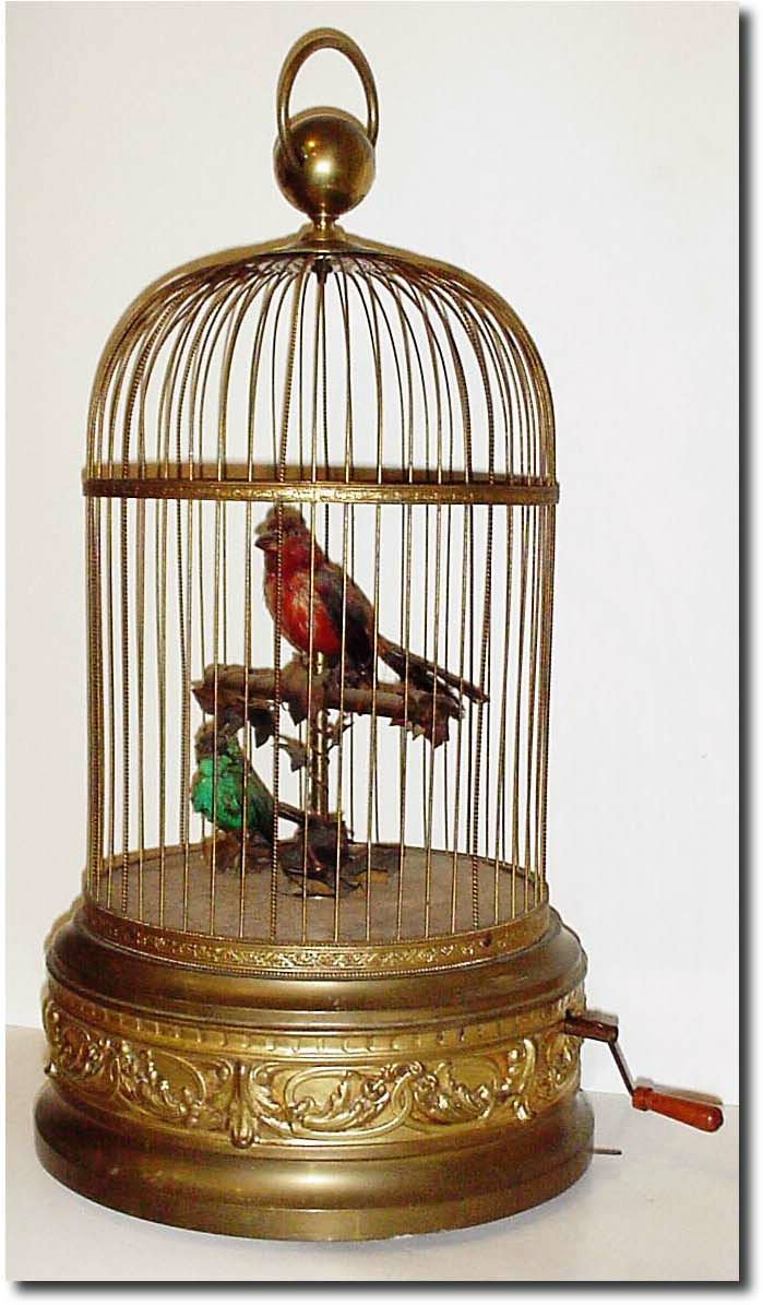 C.1890, French, a large Singing Bird in cage (2-birds). — Antique Clocks Price Guide