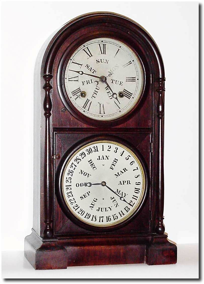 C.1875, Welch, Spring and Co., "Italian No. 3' rose column, perpetual, double dial calendar clock. — Antique Clocks Price Guide