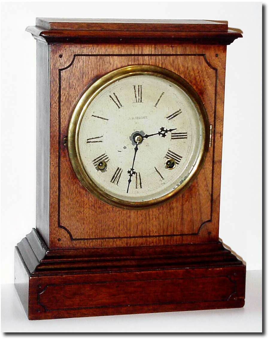 C.1857, S.B. Jerome, 8-day, Solid Walnut cottage in good condition with original signed dial. — Antique Clocks Price Guide