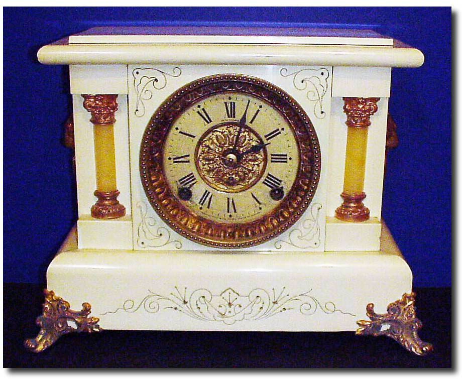 C.1909, Seth Thomas, "Beulah', White Adamantine in very good original condition. — Antique Clocks Price Guide